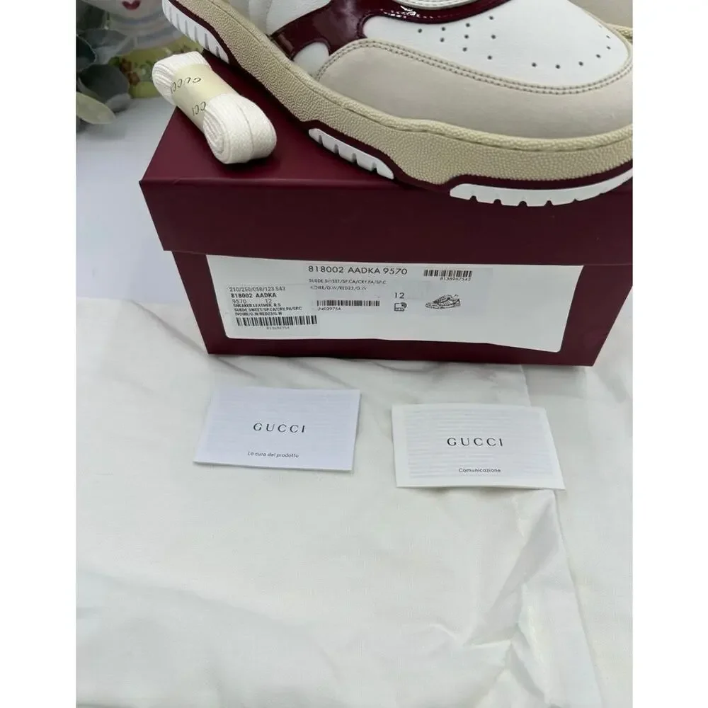 Men's Gucci re web leather sneakers size 12 fits 12.5 US made in Italy